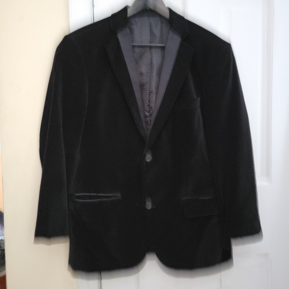 Marc Anthony Velvet Black Blazer with Satin Accents